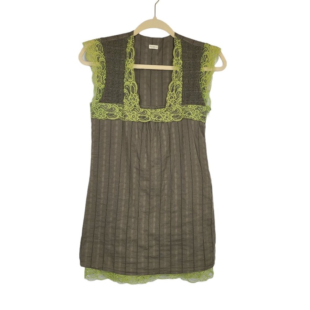Fossil Sleeveless Tunic Blouse Women Small Green